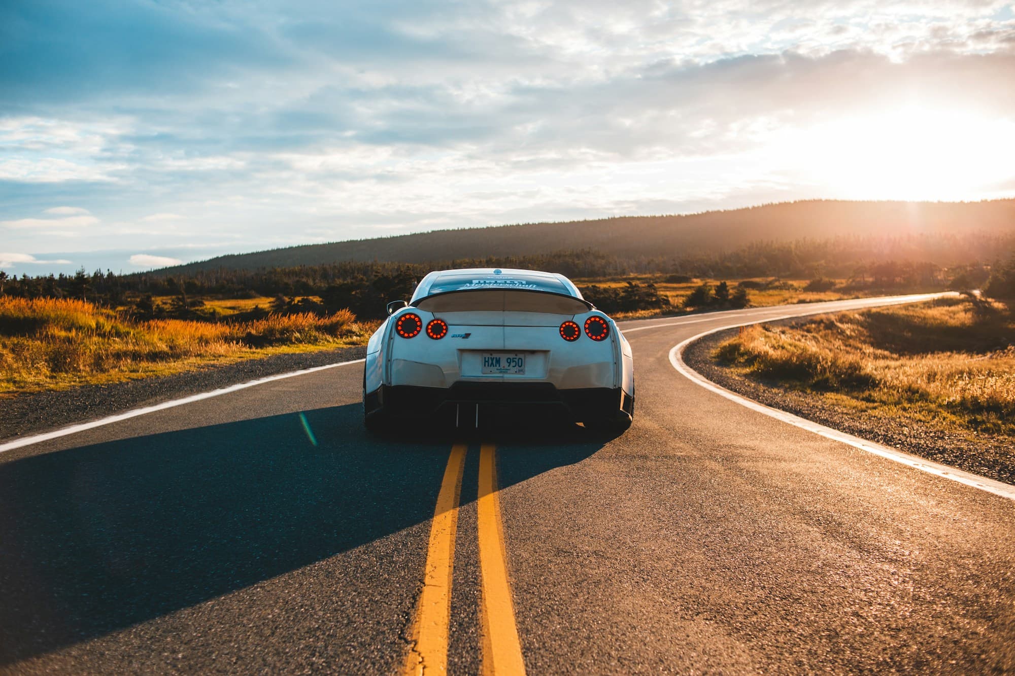 Pickup truck on a scenic road
