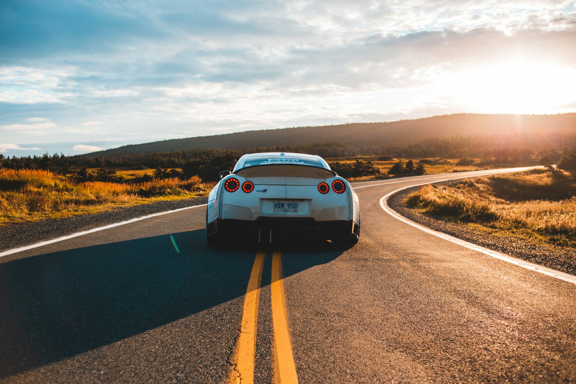 Pickup truck on a scenic road